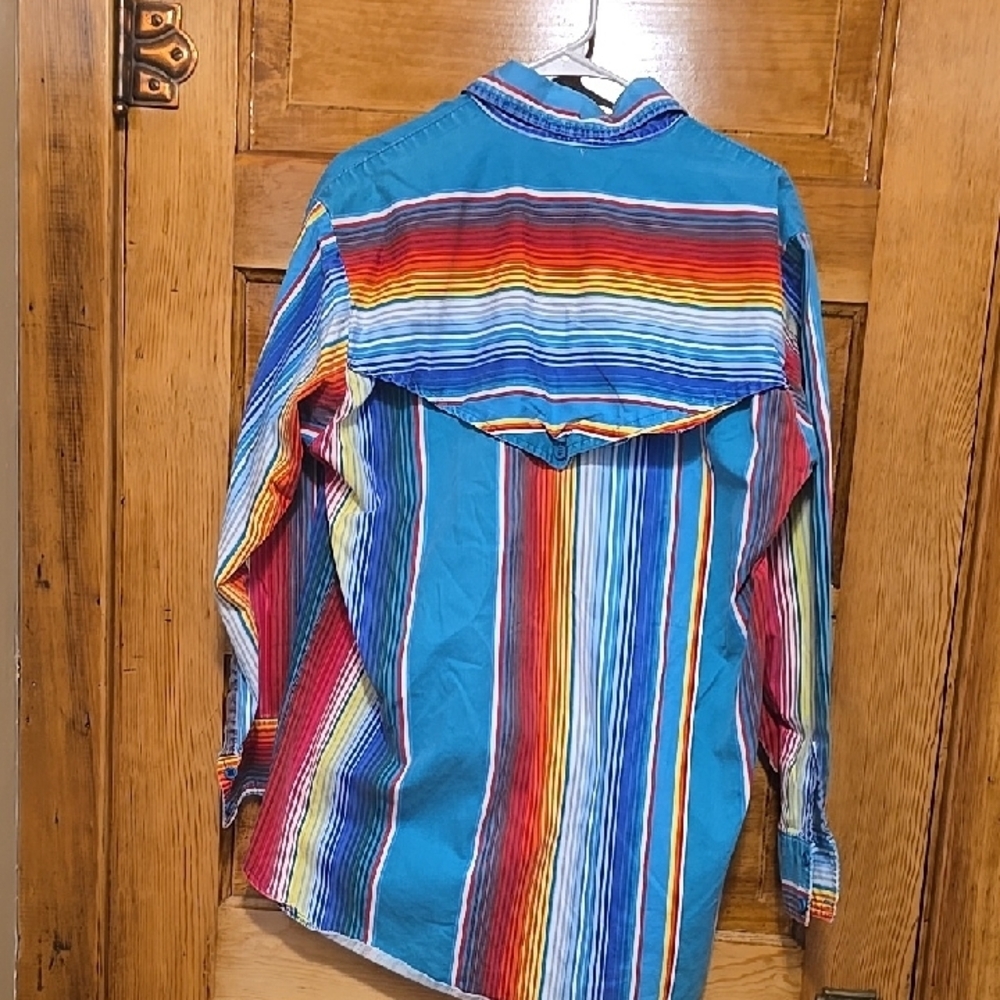 Latigo Blue and Orange Striped Shirt - Picture 3 of 4